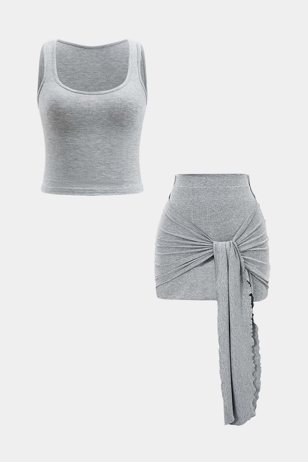 Amélia- Conjunto Top Sem Mangas & Saia com Laço