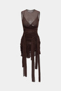 Nilda – Vestido Mini de Malha Transparente com Detalhe em Laço