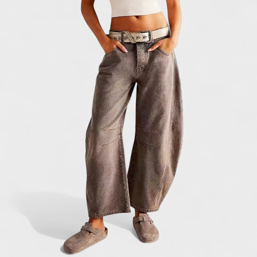 Marta - Barril Jeans com Estampa de Leopardo