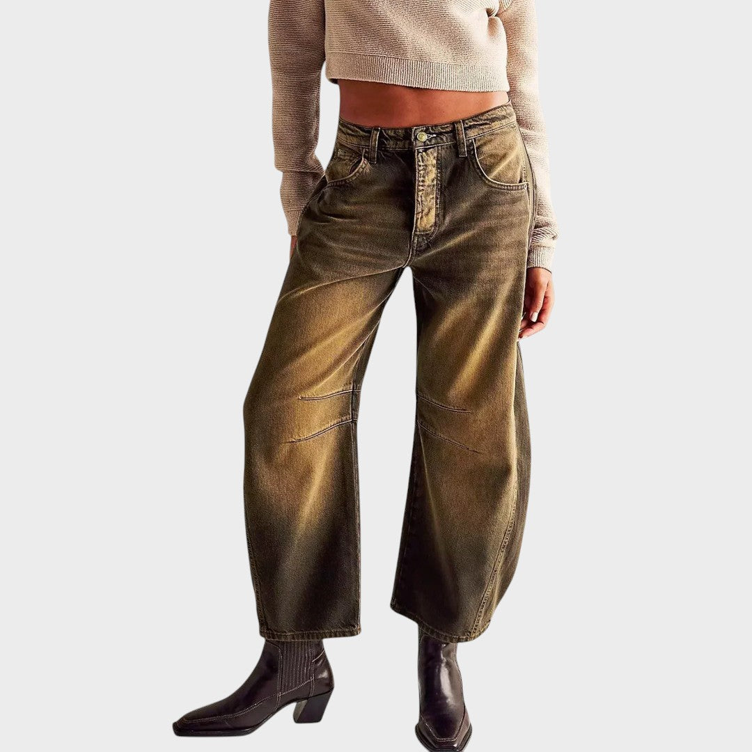 Marta - Barril Jeans com Estampa de Leopardo