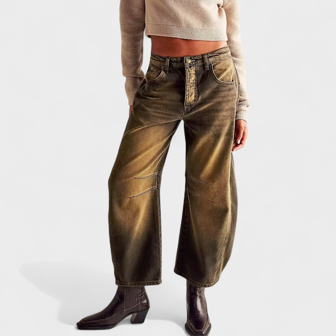 Marta - Barril Jeans com Estampa de Leopardo