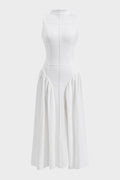 Belita - Vestido Médio Sem Mangas Com Detalhes Franzidos