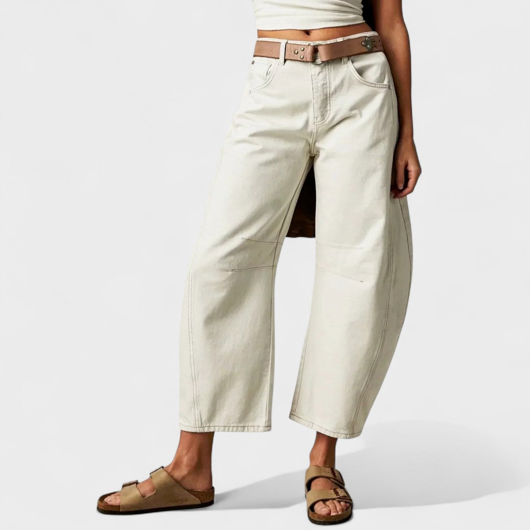 Marta - Barril Jeans com Estampa de Leopardo