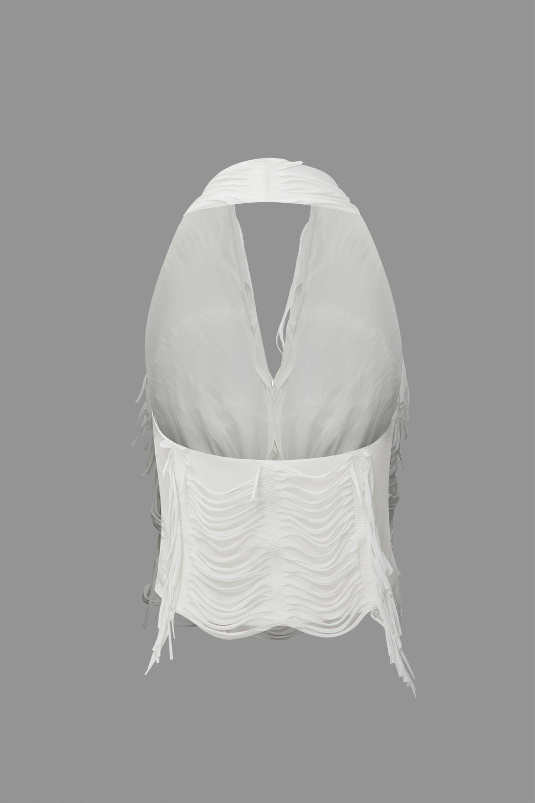 Graça- Conjunto de Top Halter Desgastado e Saia Mini Assimétrica