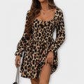 Catarina - Vestido Curto Com Padrão De Leopardo