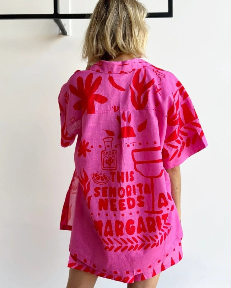 Isadora - Conjunto Camisa comprida com Estampa Marcante