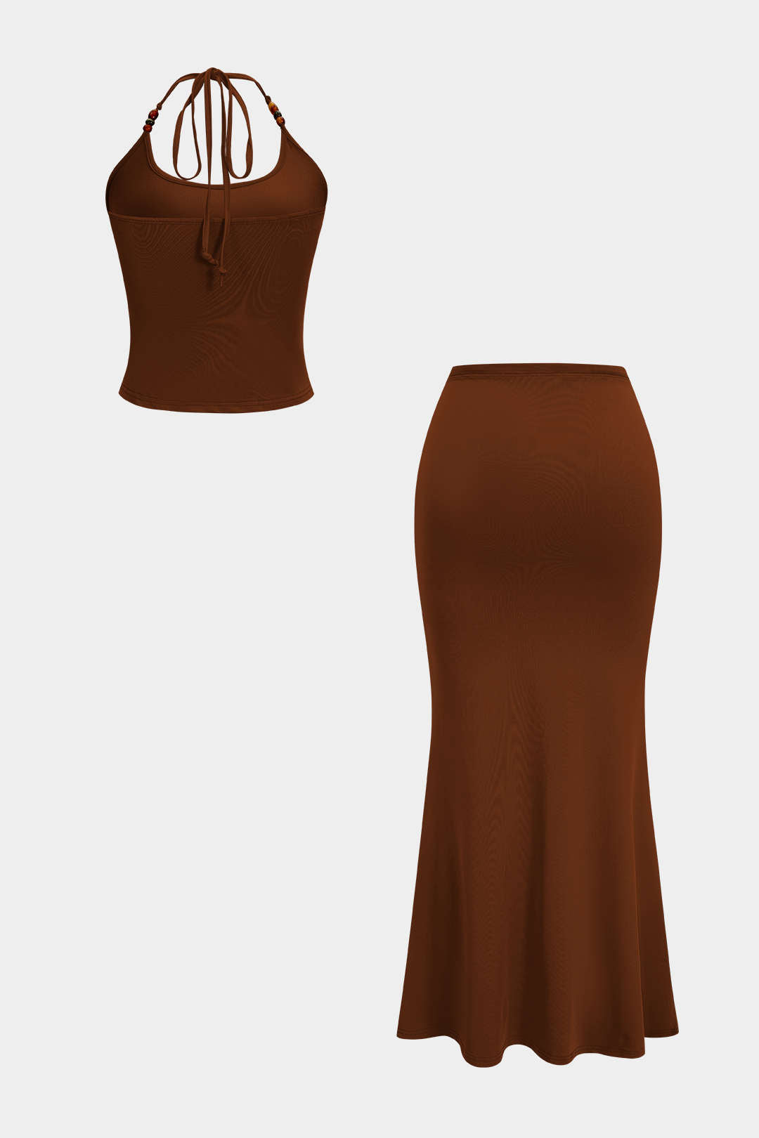 Mara - Conjunto de Top de Alças com Detalhes em Costura e Saia