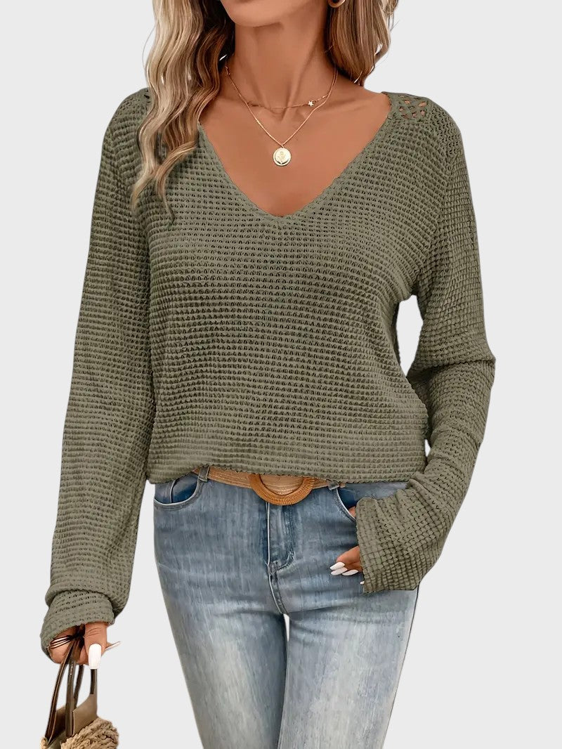 Angélica - Blusa Sofisticada com Decote em V