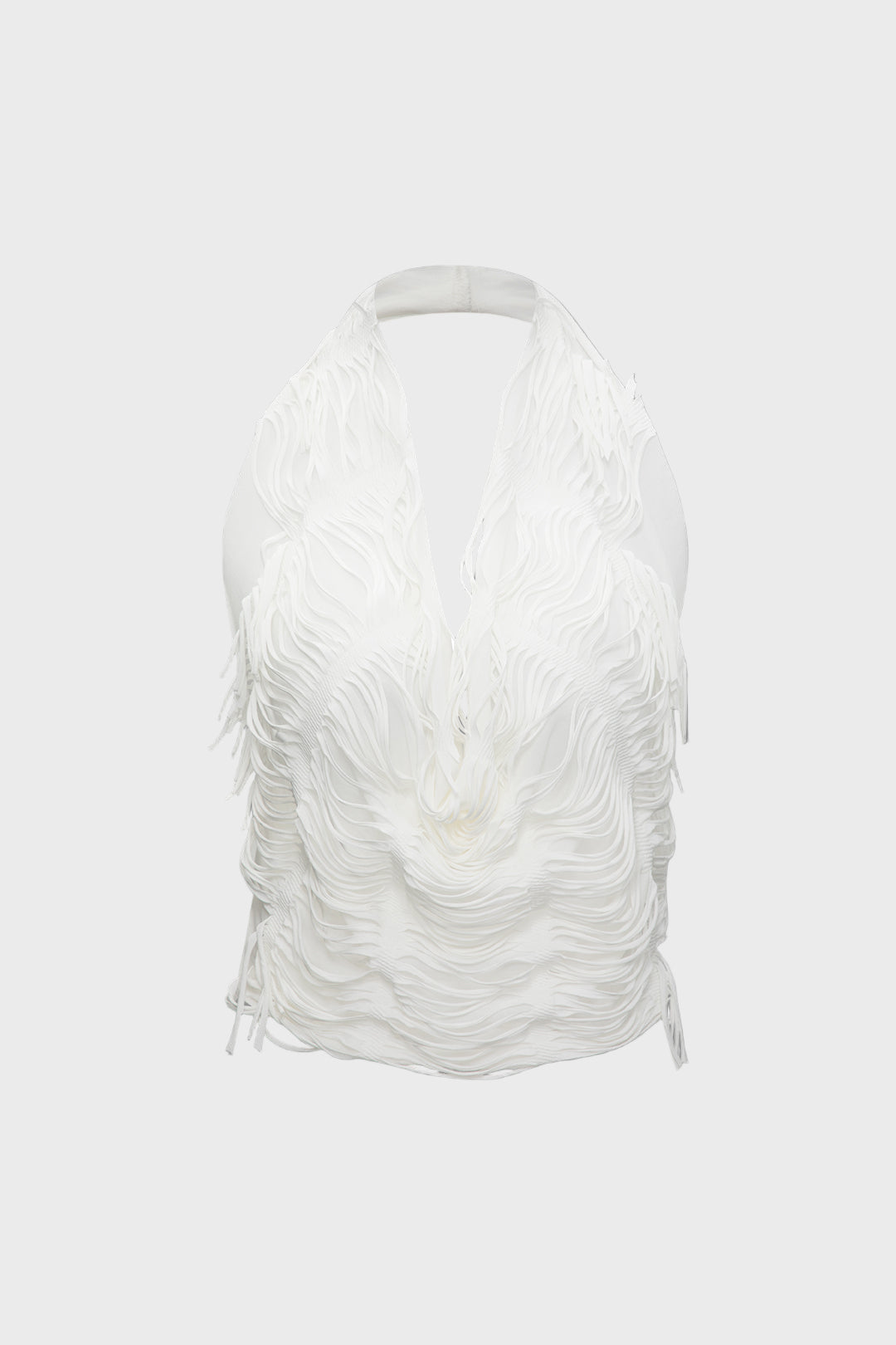 Graça- Conjunto de Top Halter Desgastado e Saia Mini Assimétrica