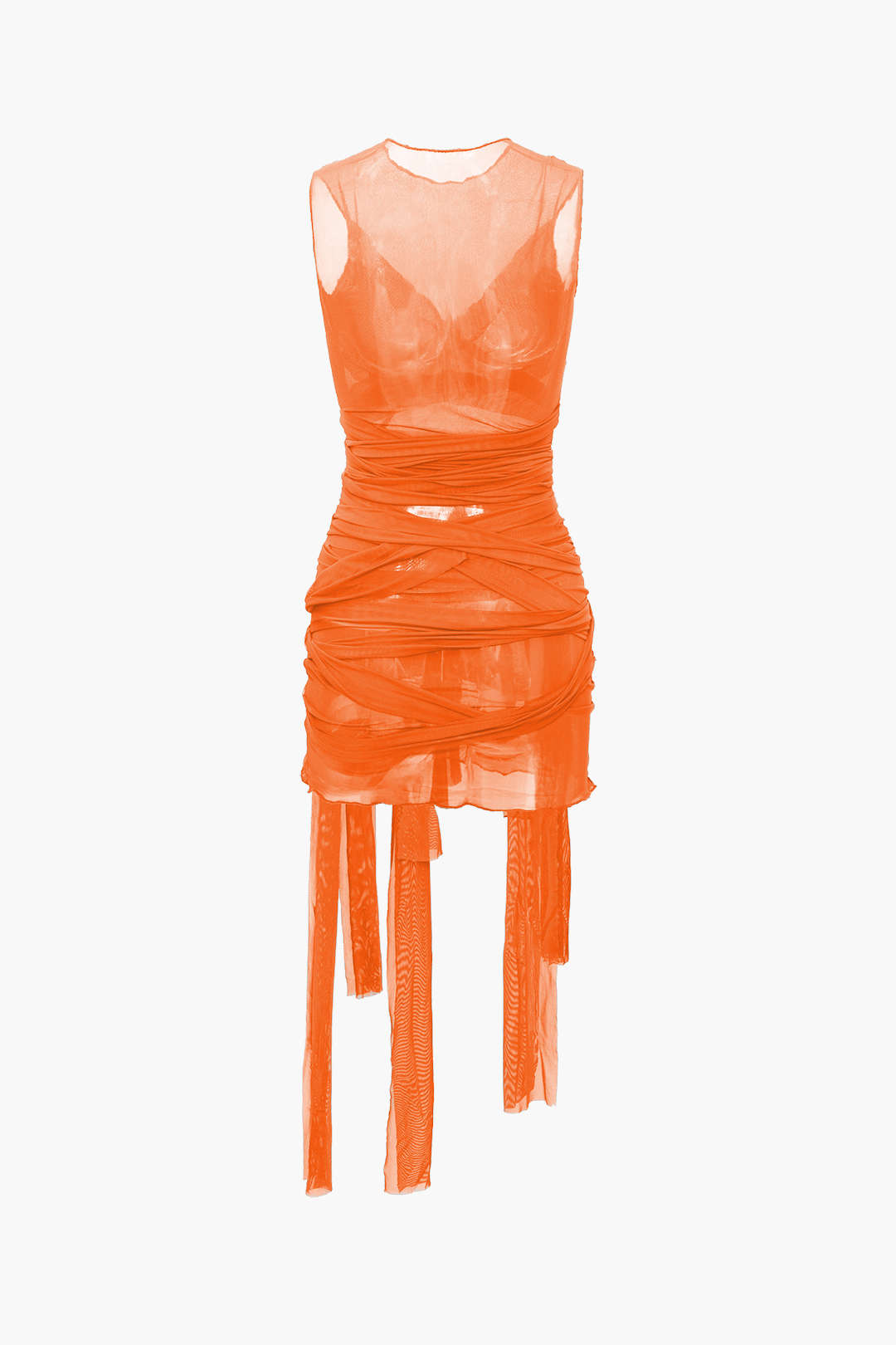 Nilda – Vestido Mini de Malha Transparente com Detalhe em Laço