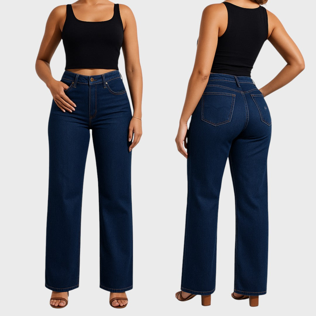 Aline - Calças de ganga elásticas de cintura média