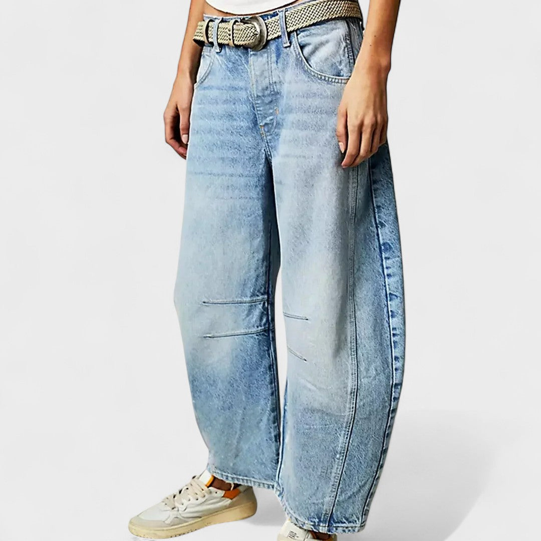 Marta - Barril Jeans com Estampa de Leopardo