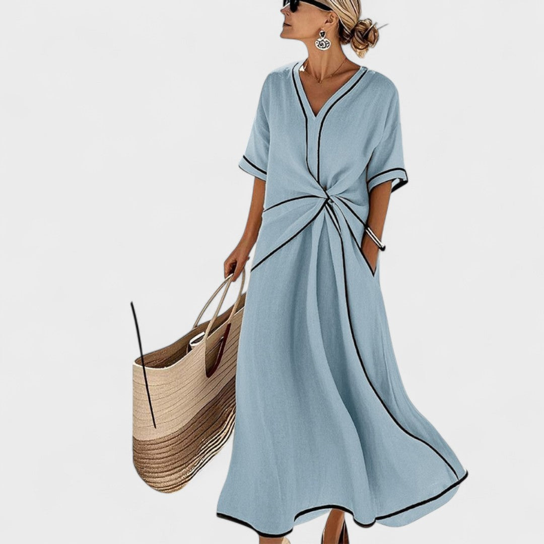 Filomena – Vestido Largo às Riscas