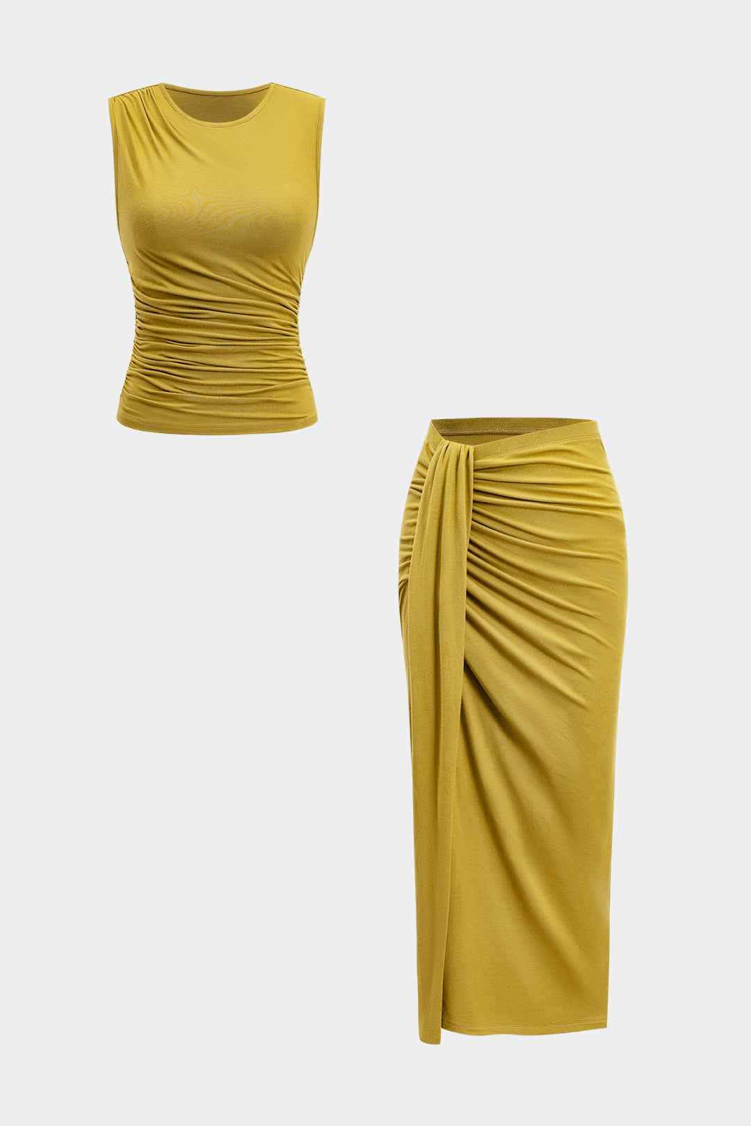 Celeste - Conjunto de Top com Alças e Saia com Detalhe de Nó