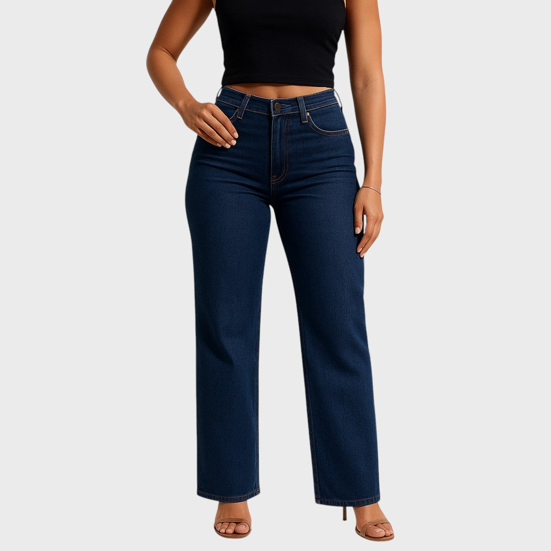 Aline - Calças de ganga elásticas de cintura média