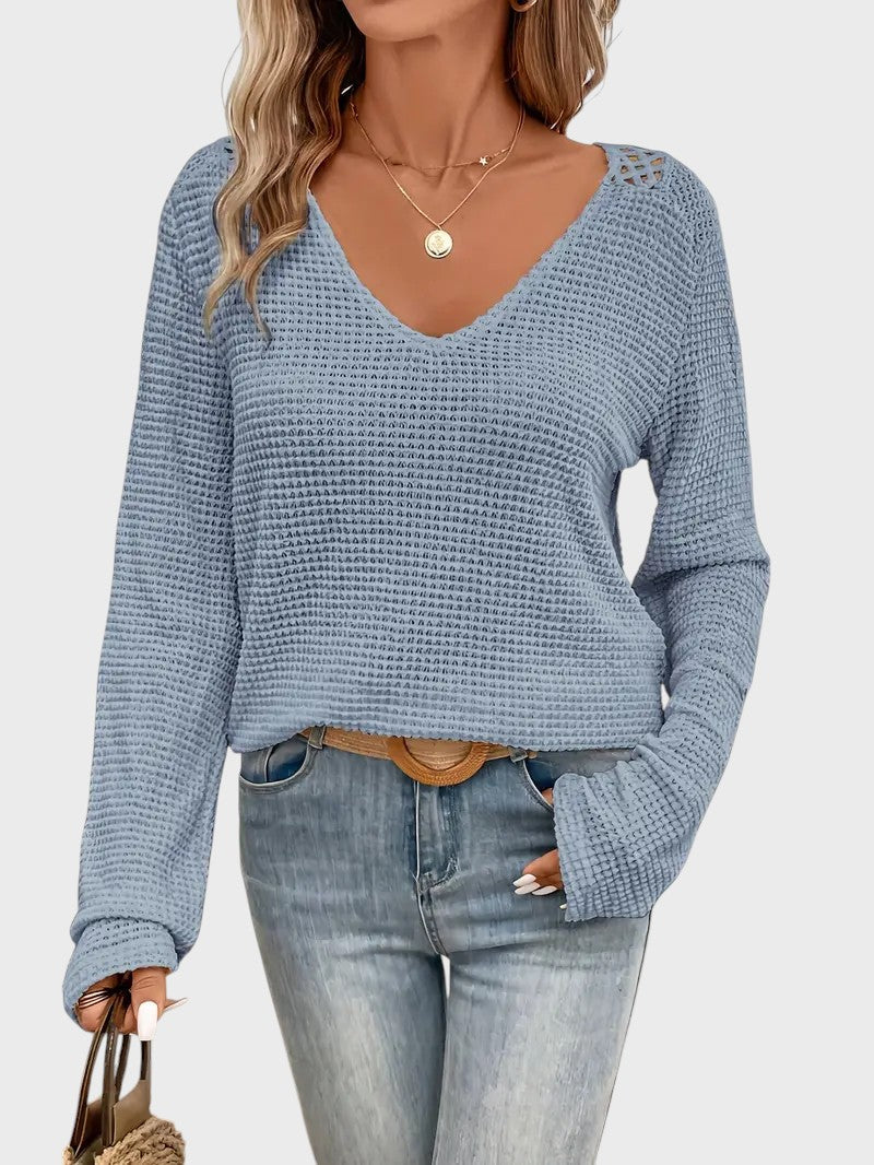 Angélica - Blusa Sofisticada com Decote em V