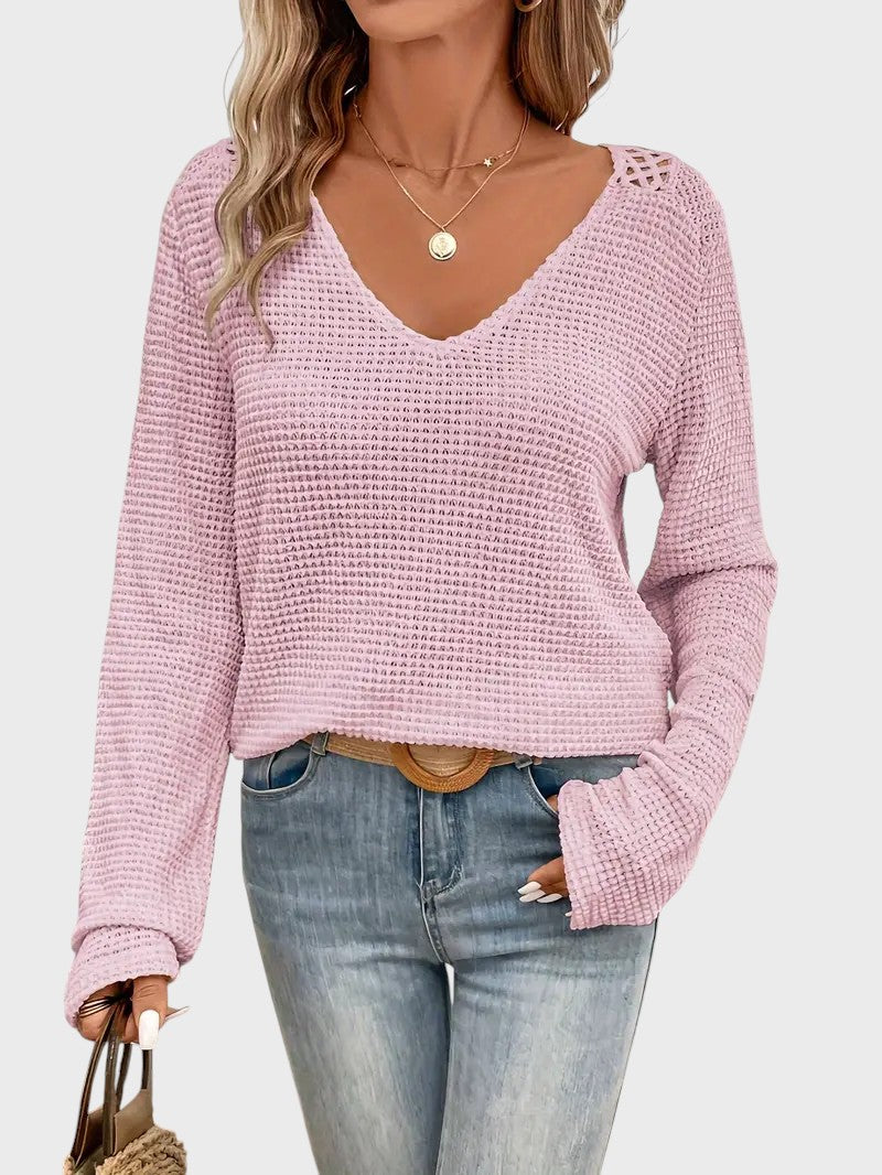 Angélica - Blusa Sofisticada com Decote em V