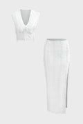 Jade - Conjunto Top Cropped & Saia Maxi Fenda