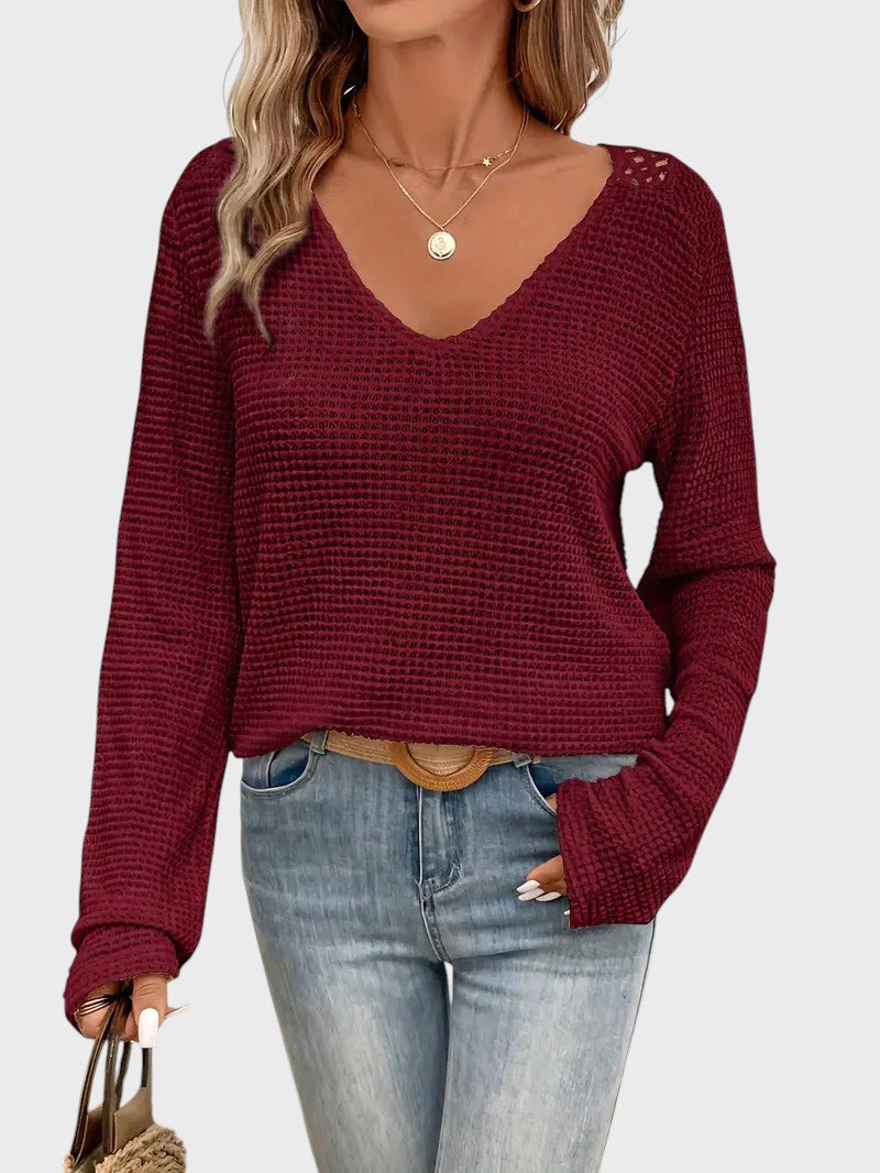 Angélica - Blusa Sofisticada com Decote em V