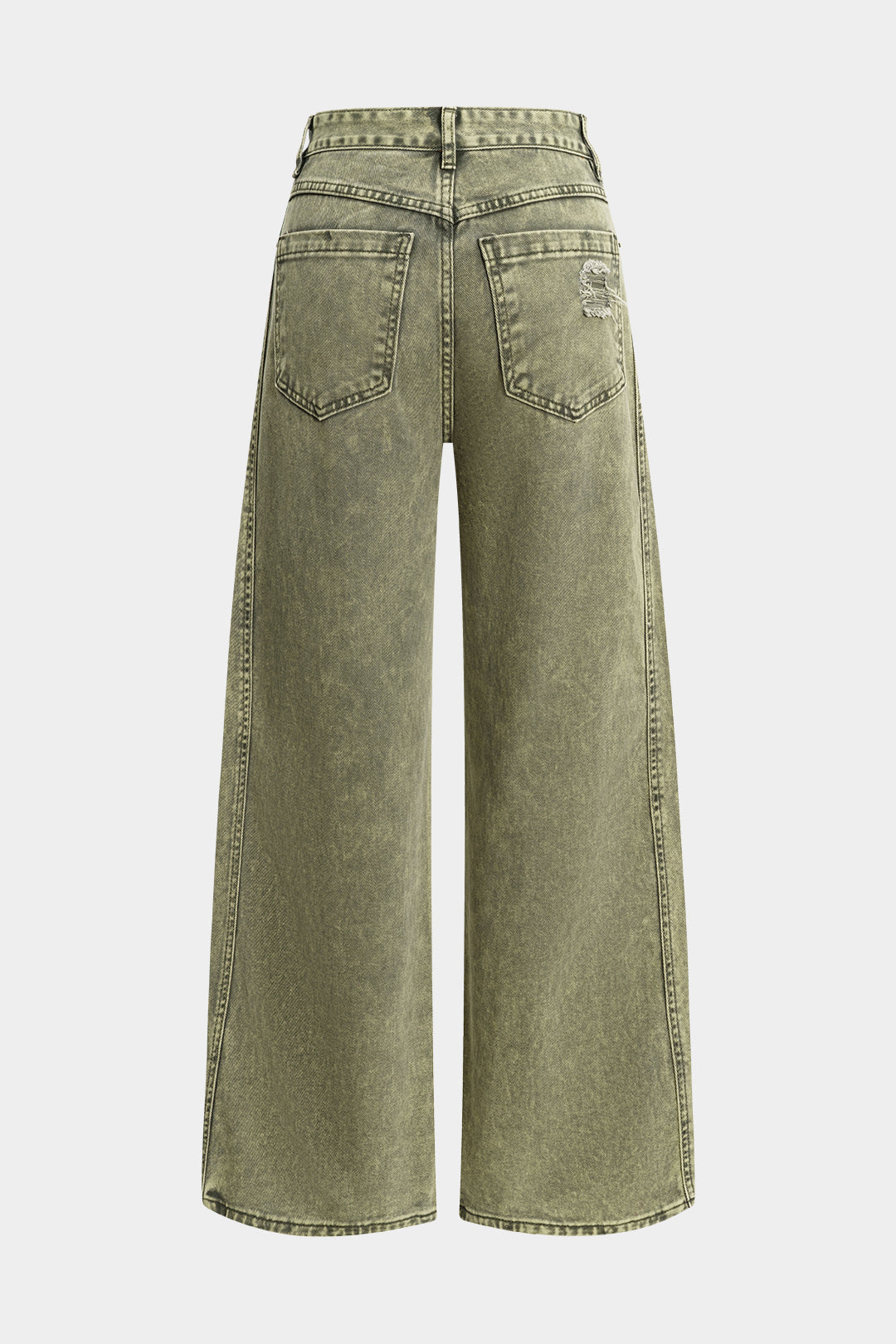 Glória - Calças de Ganga de Perna Larga Desgastados