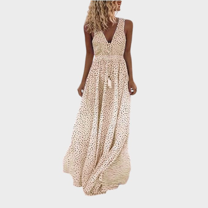 Camila - Vestido Longo Boho Com Padrão De Lua