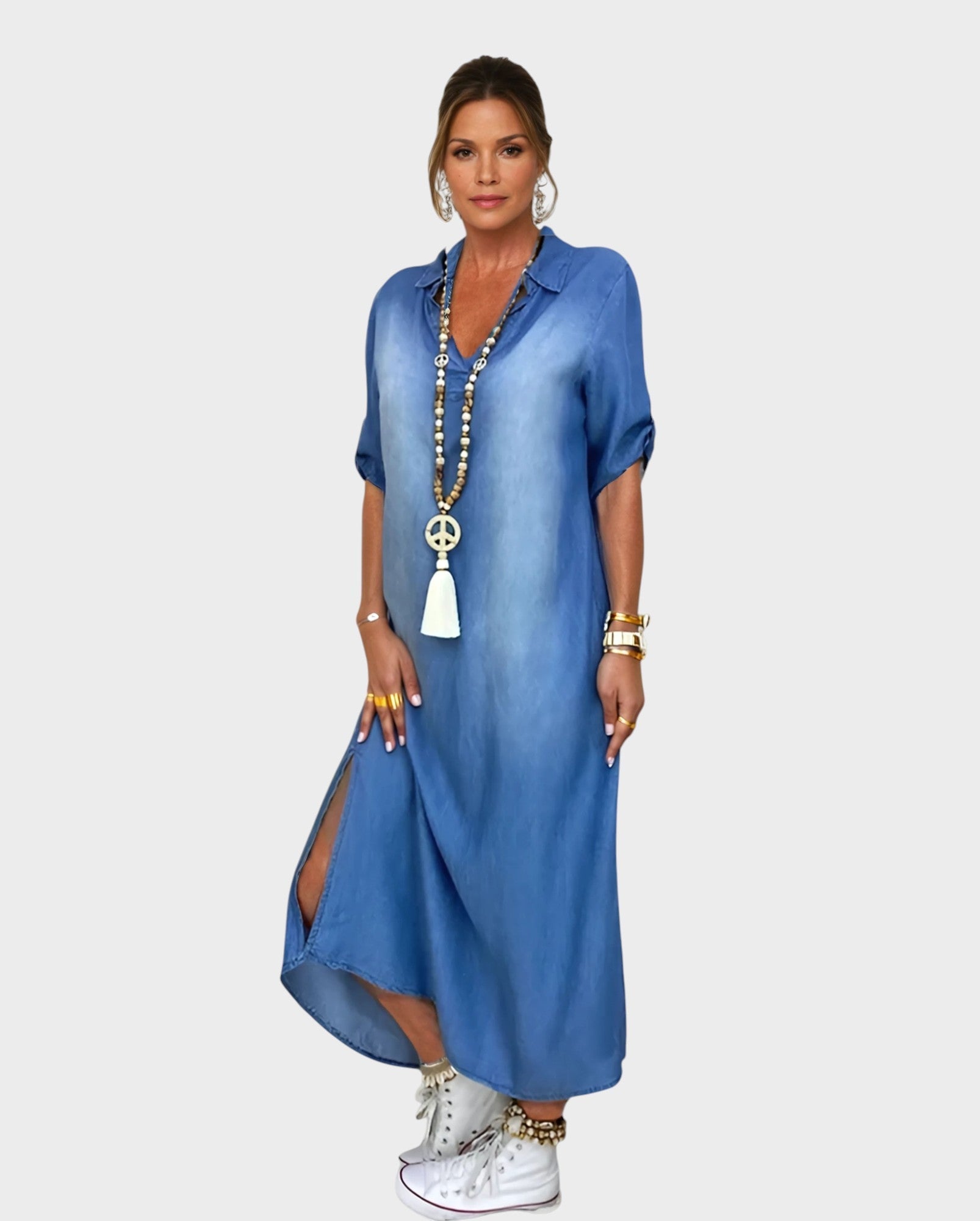 Lucía - Vestido Longo Com Fendas Laterais