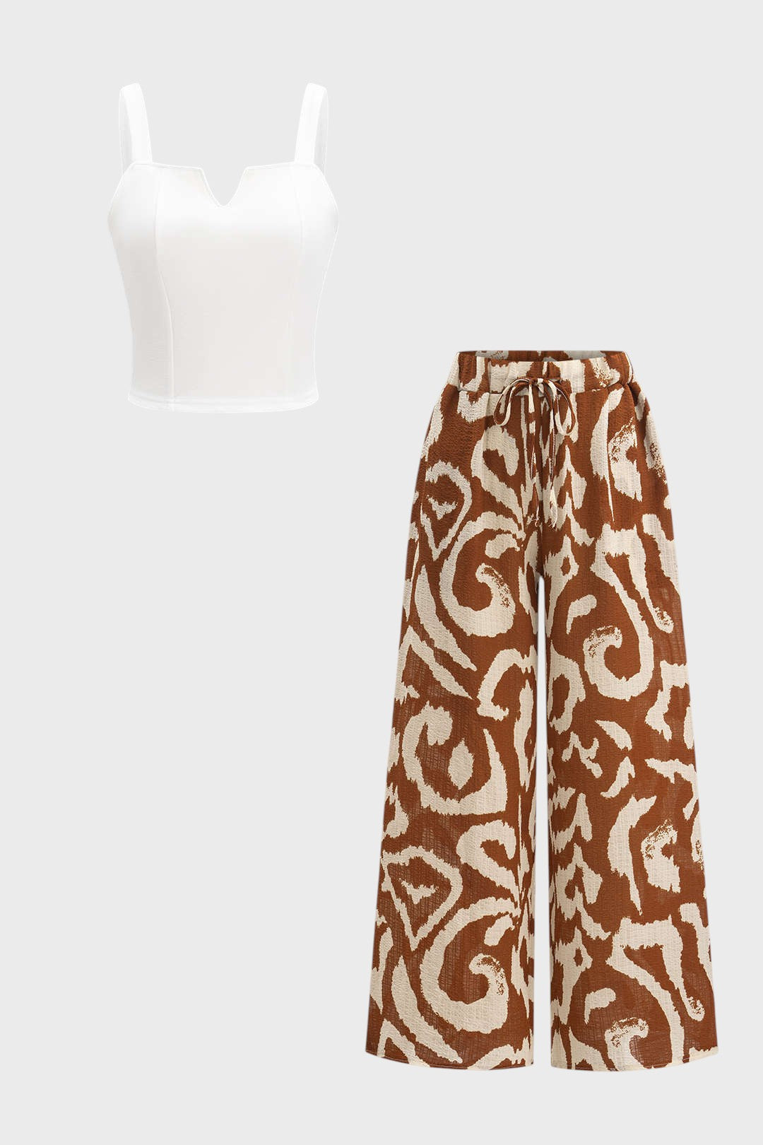 Yasmin- Conjunto Top Sem Mangas & Calças Tropicais