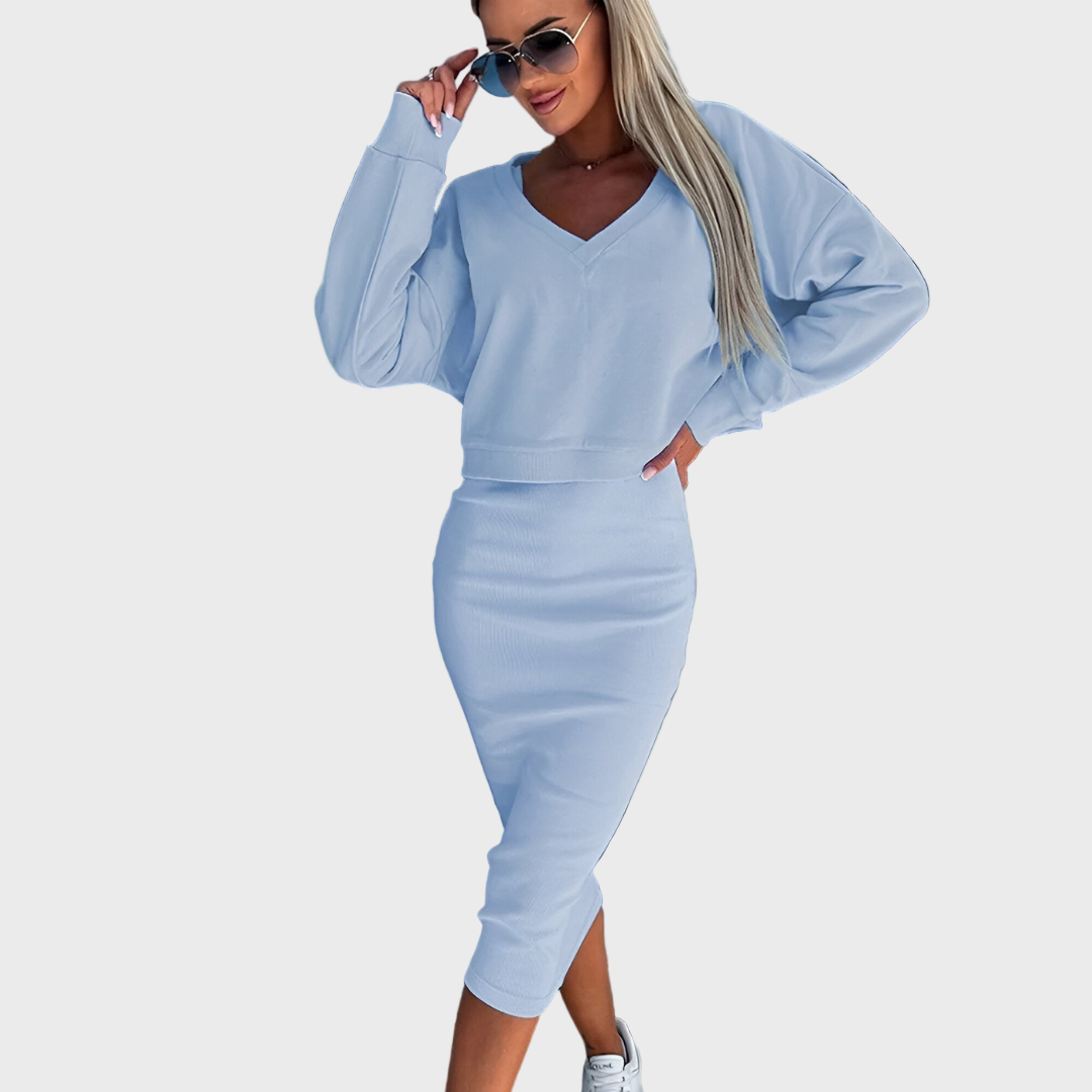 Filomena - Conjunto de Moletom com Gola em V