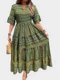 Huelva - Vestido Boémio Elegante Com Padrão Étnica