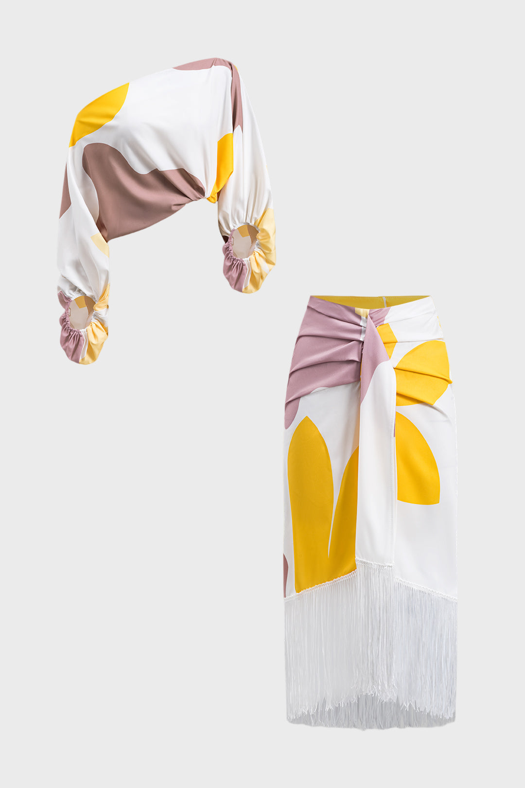 Vanessa - Conjunto Top Assimétrico & Saia Franjada