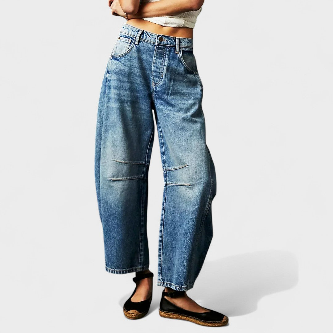 Marta - Barril Jeans com Estampa de Leopardo