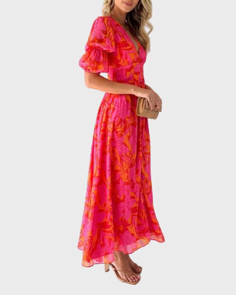 Clara – Vestido Longo Elegante com Decote em V