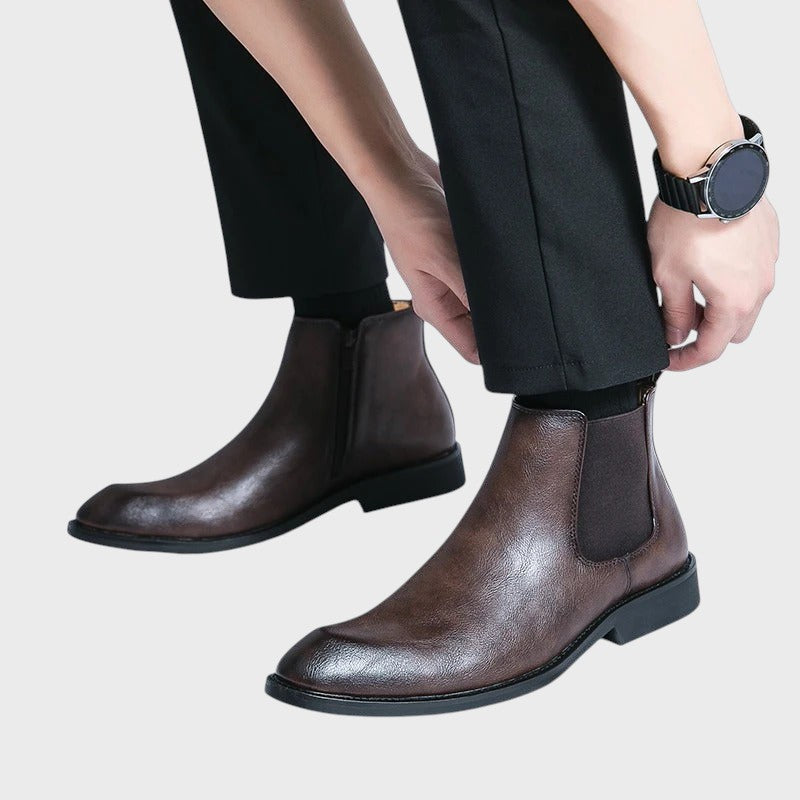 Rui - Elegantes Botas Exlentes de Couro com Zíper