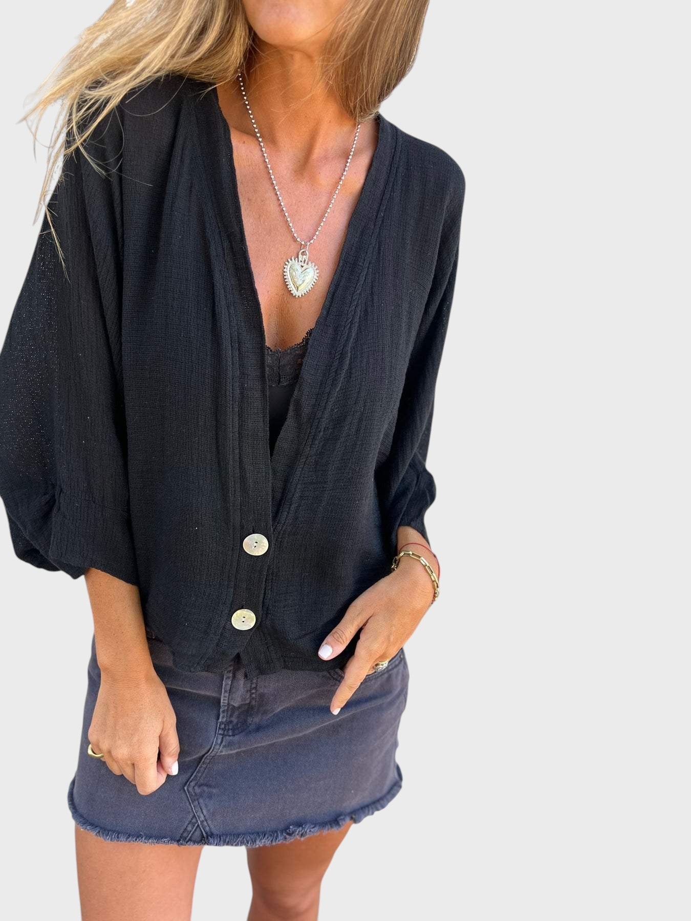 Cristina - Camisa Casual em Algodão e Linho