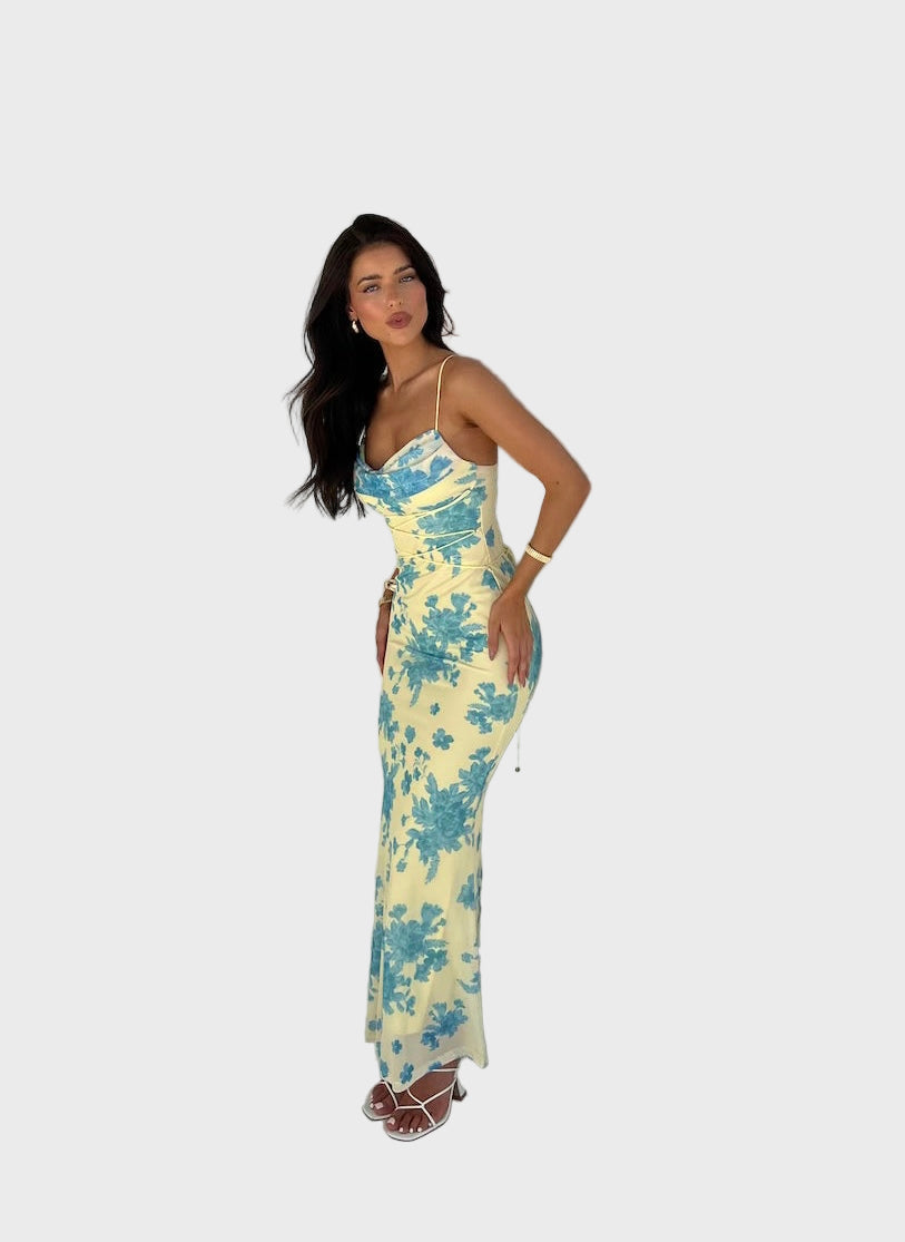 Ceuta – Vestido Longo Elegante Com Padrão Floral