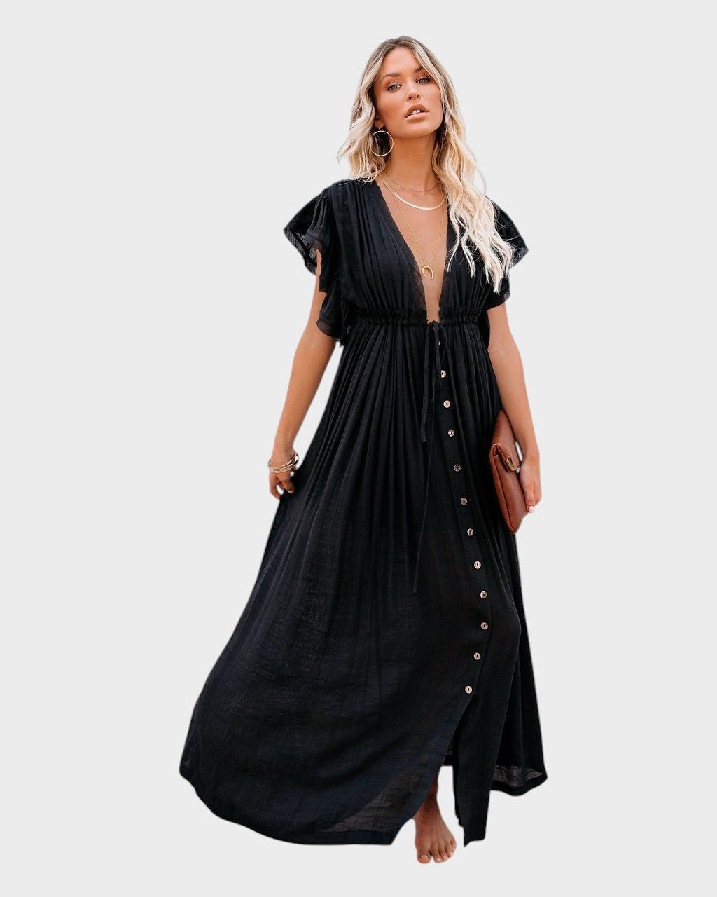 Audra - Vestido Kimono Boho Com Decote Em V