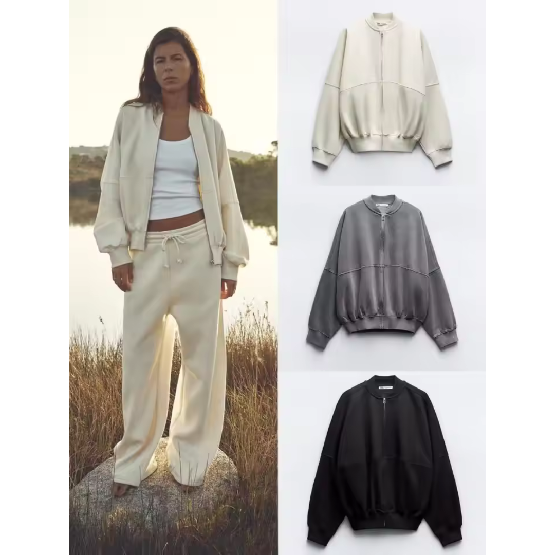 Samanta - Conjunto Retro de Veludo Bomber