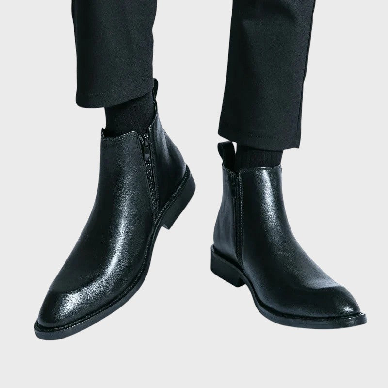 Rui - Elegantes Botas Exlentes de Couro com Zíper