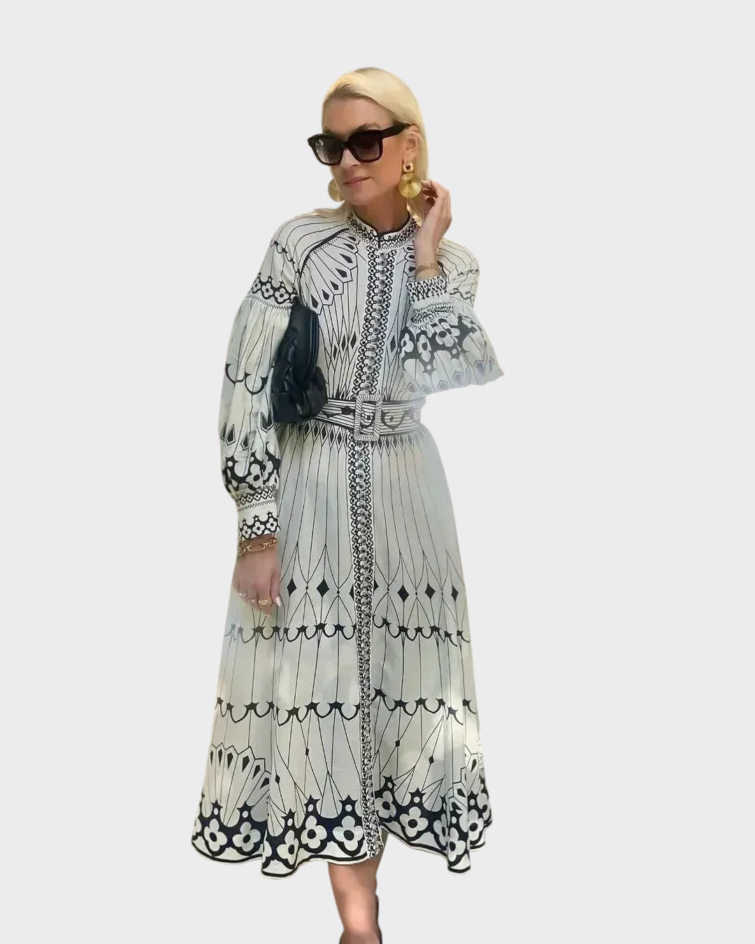 Mirabel - Vestido Chique Com Padrão Retrô