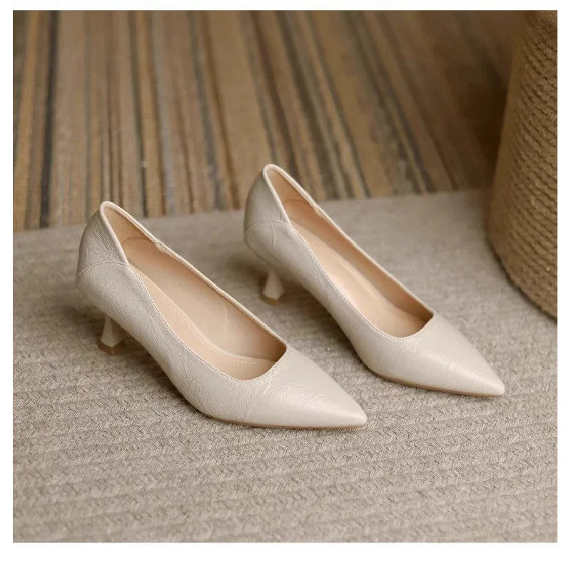 2025 New Arrival - Women's Comfortable Black Pointed-Toe Stiletto Heels   Cushioned Sole Design Timeless Elegance & Versatile