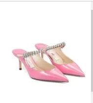 2025 European and American Spring and Autumn New Women High Heel Shoes High Quality Diamond Decoration Muller Shoes