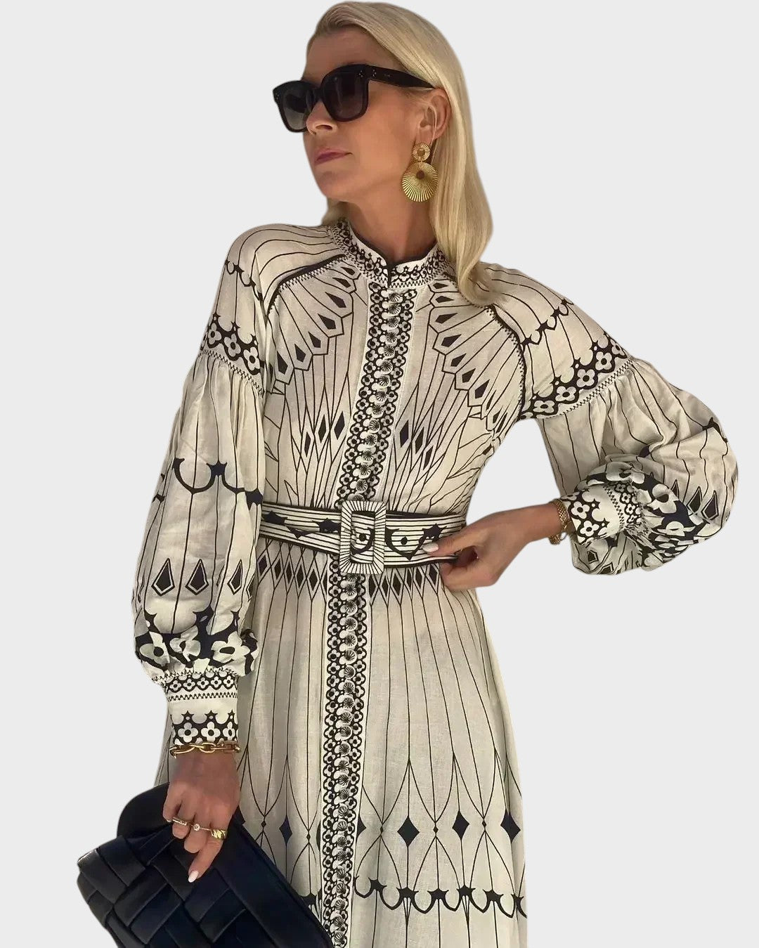 Mirabel - Vestido Chique Com Padrão Retrô