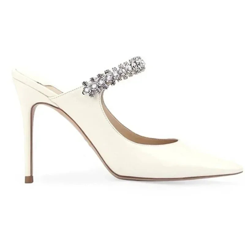 2025 European and American Spring and Autumn New Women High Heel Shoes High Quality Diamond Decoration Muller Shoes