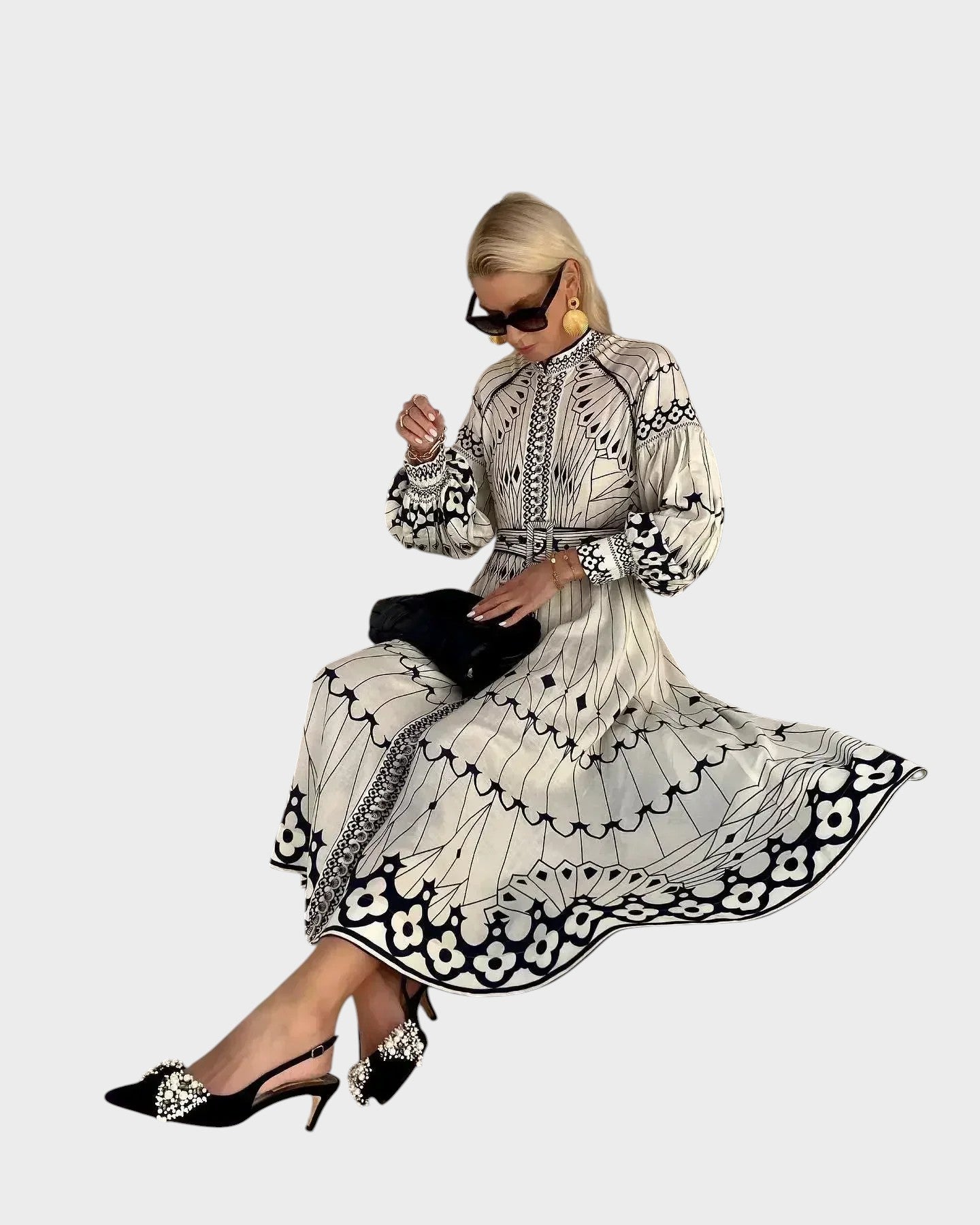 Mirabel - Vestido Chique Com Padrão Retrô