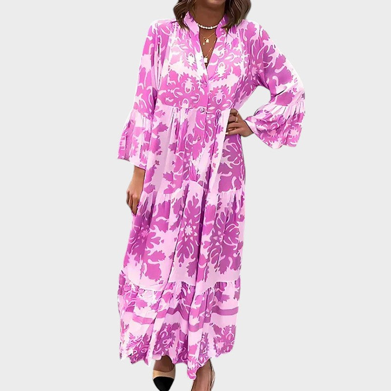 Alava - Vestido Longo Boémico Com Padrão Moderno