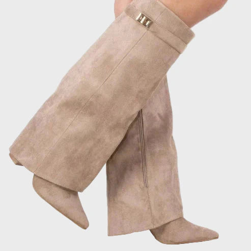 Adriana - Botas de camurça sintética com detalhe dobrável