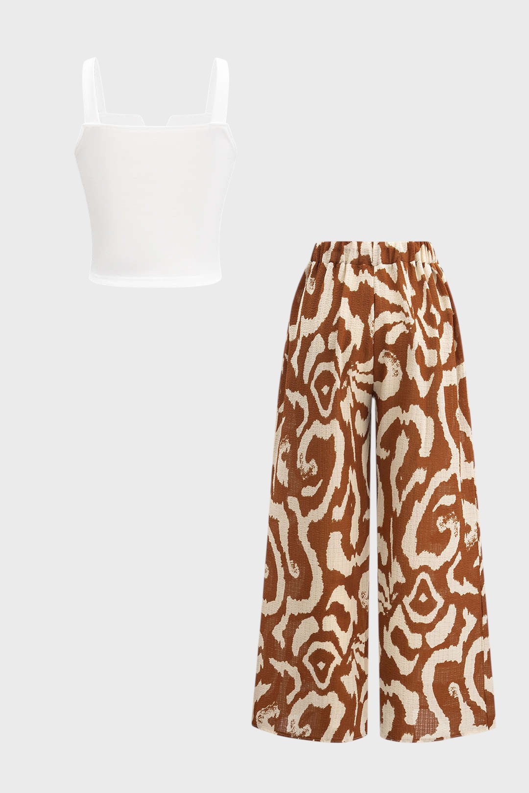 Yasmin- Conjunto Top Sem Mangas & Calças Tropicais