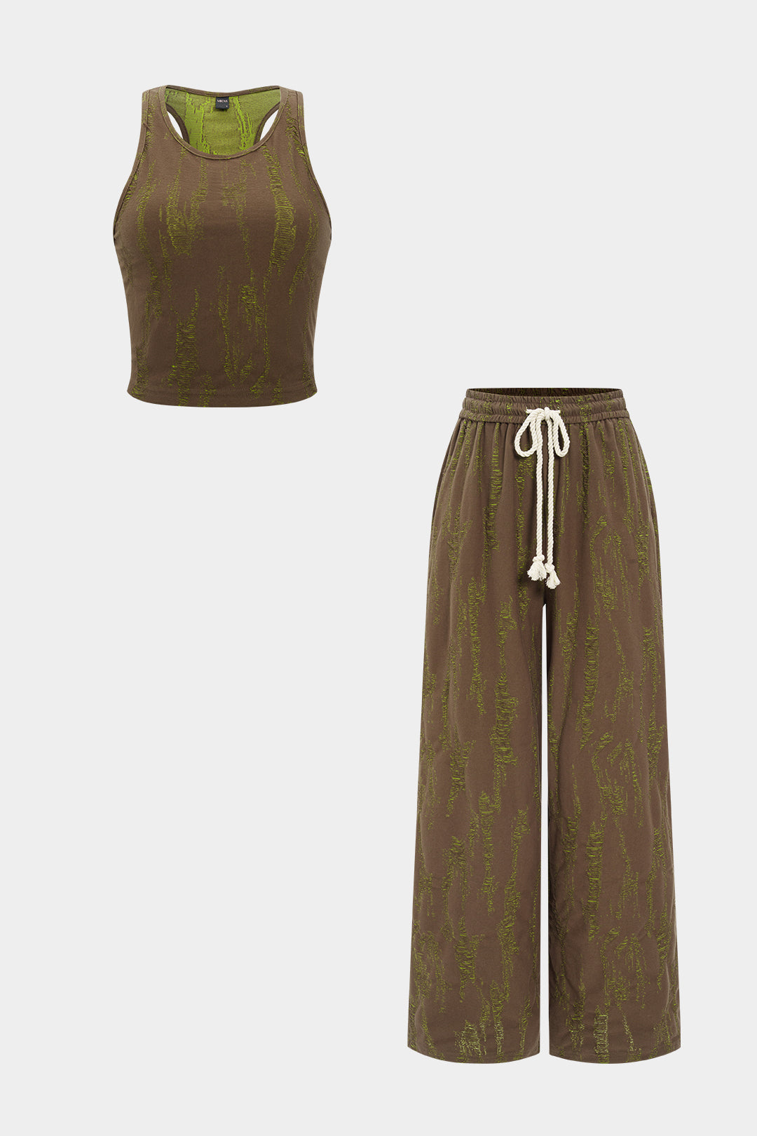 Soraia - Conjunto Top Sem Mangas & Calças com Cordão