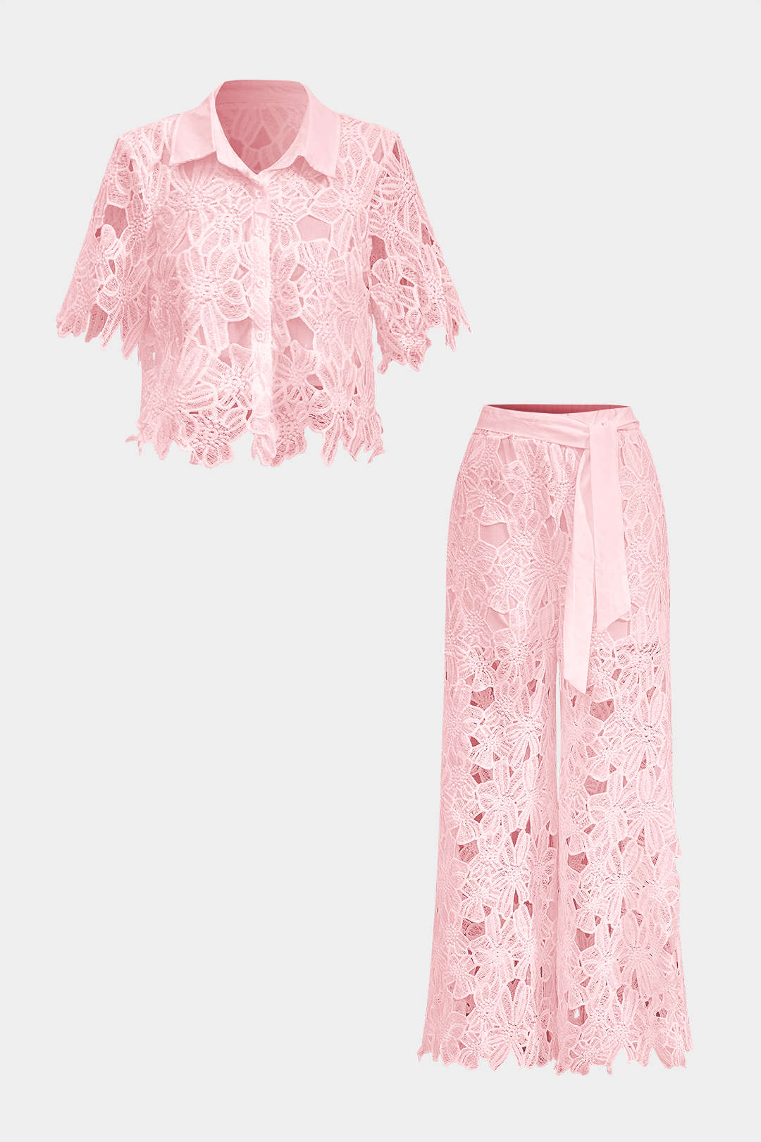 Celina- Conjunto Top Renda & Calças com Laço