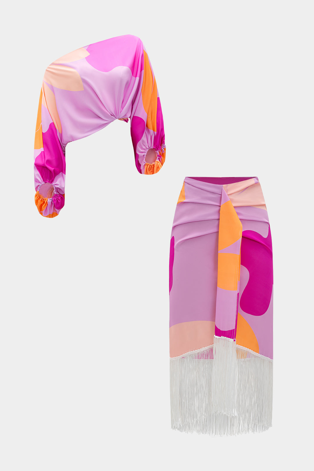 Vanessa - Conjunto Top Assimétrico & Saia Franjada